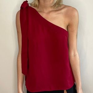 maroon one shoulder top